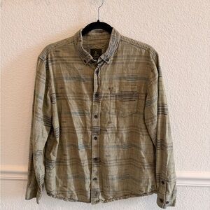 Prana Olive and Blue Plaid Shirt